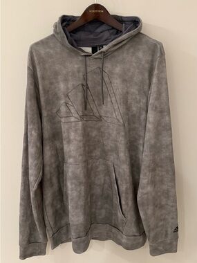 adidas Men's Washed Gray Pullover Hoodie with Subtle Logo